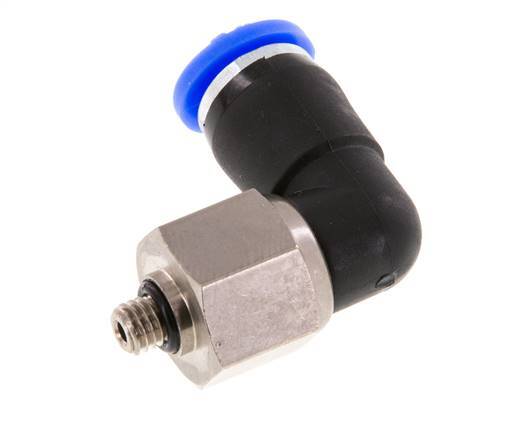 6mm & M5 L-stuk Draaidoorvoer Insteek Buitendraad Vernikkeld Messing/PBT NBR