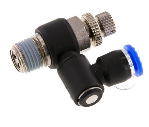 Draaibaar Regelventiel 6 mm - R1/4'' Regeling-Uit Messing/Nylon