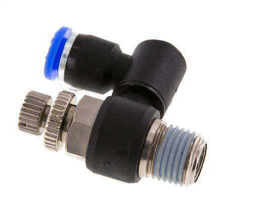 Draaibaar Regelventiel 6 mm - R1/4'' Regeling-Uit Messing/Nylon