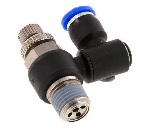 Draaibaar Regelventiel 6 mm - R1/4'' Regeling-Uit Messing/Nylon