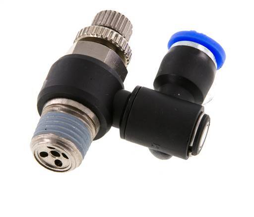 Draaibaar Regelventiel 6 mm - R1/4'' Regeling-Uit Messing/Nylon
