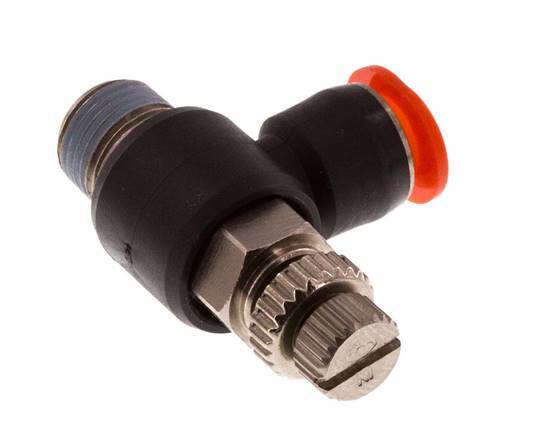 L-stuk Regelventiel 6 mm - R1/8'' Regeling-in Messing/PBT