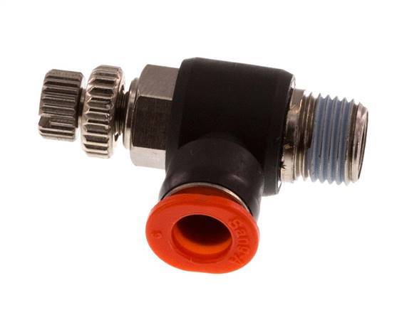 L-stuk Regelventiel 6 mm - R1/8'' Regeling-in Messing/PBT