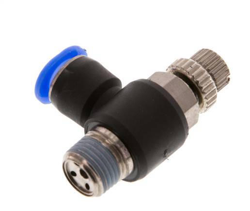 L-stuk Regelventiel 6 mm - R1/8'' Regeling-Uit Messing/PBT
