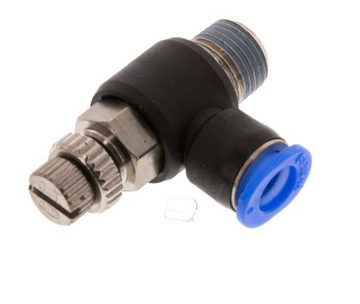 L-stuk Regelventiel 6 mm - R1/8'' Regeling-Uit Messing/PBT