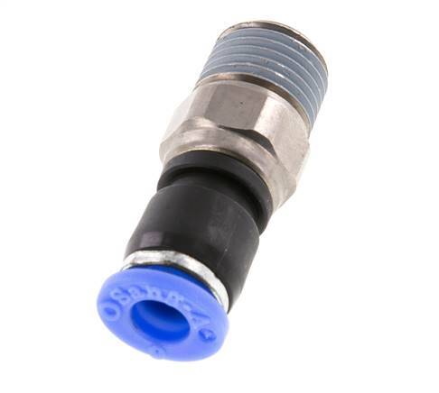 6mm & R1/4'' Draaidoorvoer Insteek Buitendraad Vernikkeld Messing/PBT NBR
