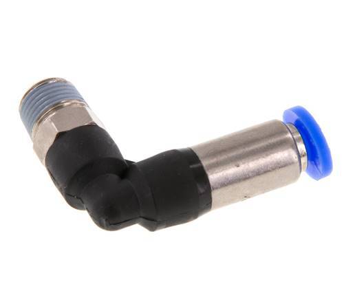 4mm & R1/8'' Zelfsluitende L-insteekkoppeling Vernikkeld messing/PBT buitendraad 0-10 bar [2 Stuks]
