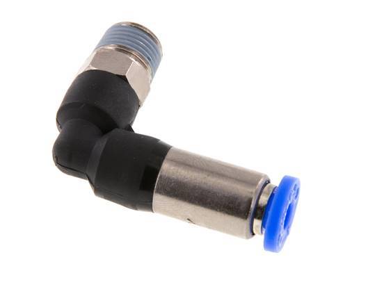 4mm & R1/8'' Zelfsluitende L-insteekkoppeling Vernikkeld messing/PBT buitendraad 0-10 bar [2 Stuks]