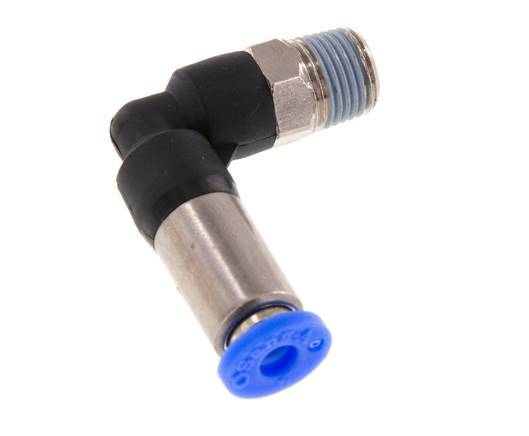 4mm & R1/8'' Zelfsluitende L-insteekkoppeling Vernikkeld messing/PBT buitendraad 0-10 bar [2 Stuks]