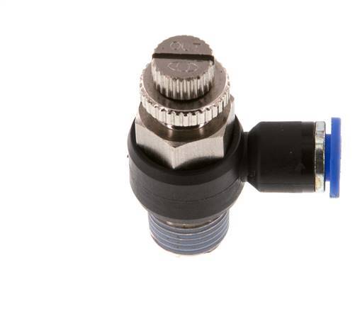 L-stuk Regelventiel 6 mm - R1/4'' Regeling-Uit Messing/Nylon