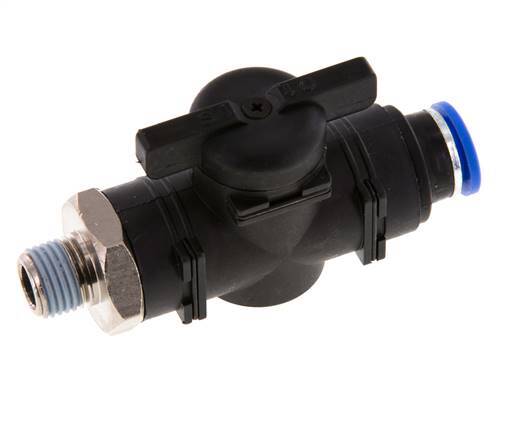 10 mm - R1/4'' Kunststof/Messing rechte 2-Weg Kogelkraan