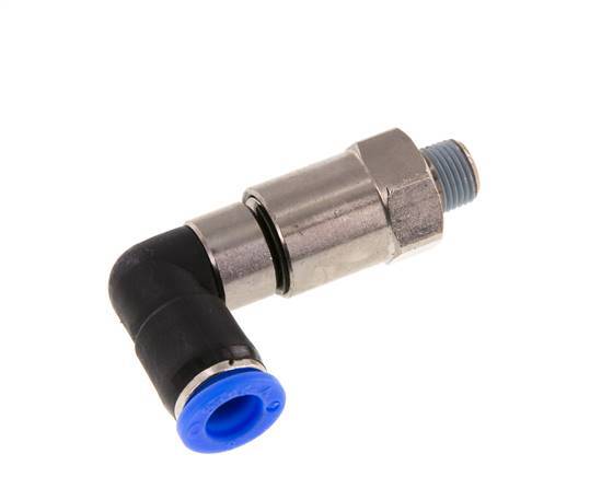 8mm & R1/8'' L-stuk Hoge Snelheid Draaidoorvoer Insteek Buitendraad Vernikkeld Messing/PBT NBR