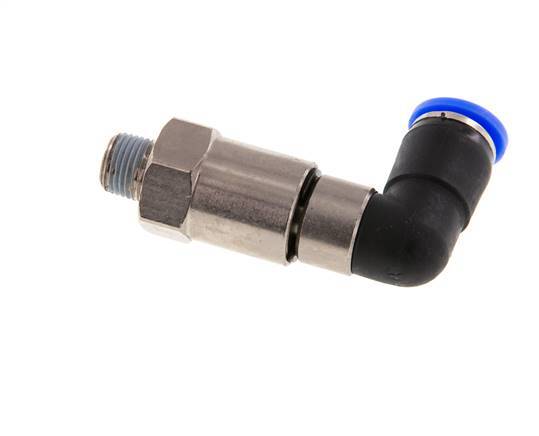 8mm & R1/8'' L-stuk Hoge Snelheid Draaidoorvoer Insteek Buitendraad Vernikkeld Messing/PBT NBR