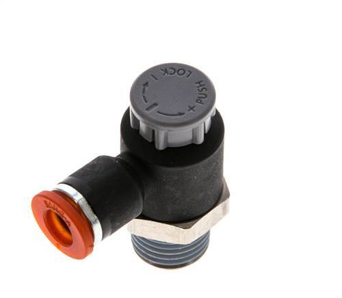 L-stuk Regelventiel 6 mm - R1/4'' Regeling-in Messing/Nylon Borgmoer