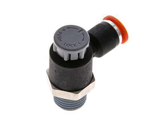 L-stuk Regelventiel 6 mm - R1/4'' Regeling-in Messing/Nylon Borgmoer