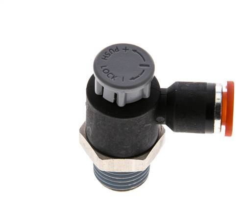 L-stuk Regelventiel 6 mm - R1/4'' Regeling-in Messing/Nylon Borgmoer