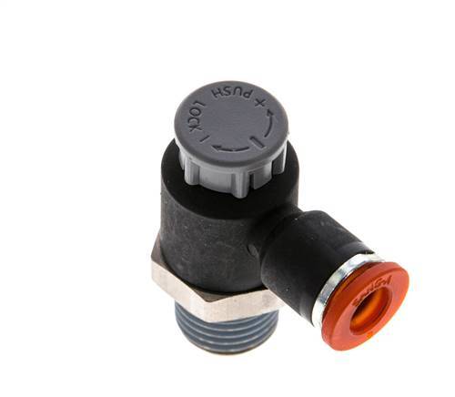 L-stuk Regelventiel 6 mm - R1/4'' Regeling-in Messing/Nylon Borgmoer