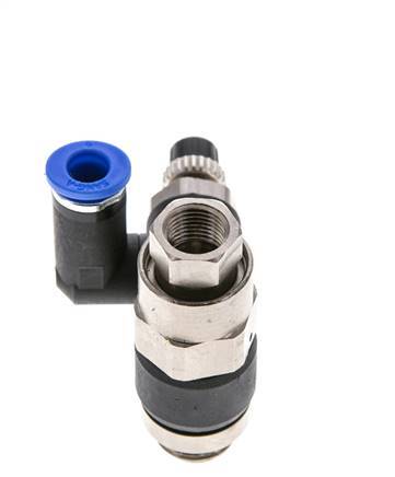 Flow Control Silencer Meter-Out Rotatable 6 mm - G1/4''-G1/8'' Brass/PA 66 with Pilot Operated Check Valve
