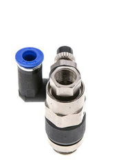 Flow Control Silencer Meter-Out Rotatable 6 mm - G1/4''-G1/8'' Brass/PA 66 with Pilot Operated Check Valve