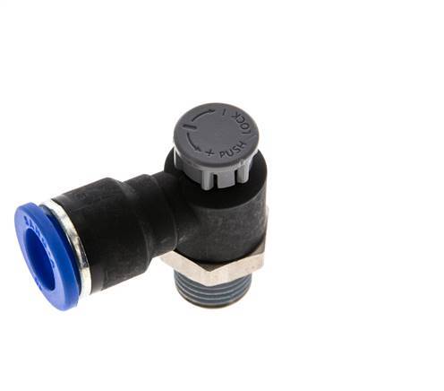 L-stuk Regelventiel 10 mm - R1/4'' Regeling-Uit Messing/Nylon Borgmoer