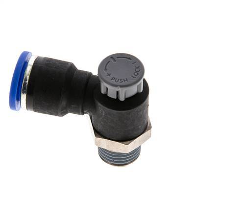 L-stuk Regelventiel 10 mm - R1/4'' Regeling-Uit Messing/Nylon Borgmoer