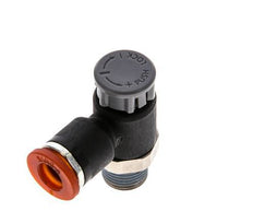 Flow Control Valve Meter-In Elbow 6 mm - R1/8'' Brass/PA 66 Locknut