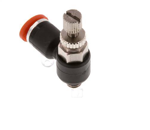 L-stuk Regelventiel 4 mm - M5 Regeling-in Messing/Nylon