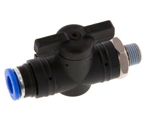 8 mm - R1/8'' Kunststof/Messing rechte 2-Weg Kogelkraan