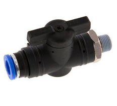 8 mm - R1/8'' Kunststof/Messing rechte 2-Weg Kogelkraan