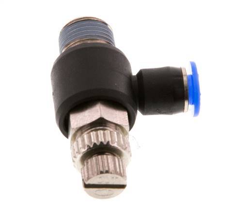 L-stuk Regelventiel 4 mm - R1/8'' Regeling-Uit Messing/PBT