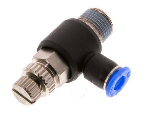 L-stuk Regelventiel 4 mm - R1/8'' Regeling-Uit Messing/PBT