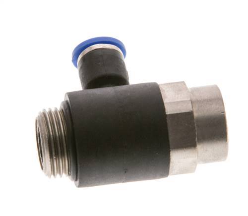 L-stuk Regelventiel 6 mm - G3/8'' Regeling-Uit Messing/Nylon Sleufschroef