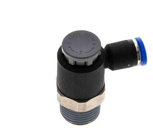 L-stuk Regelventiel 8 mm - R1/2'' Regeling-Uit Messing/Nylon Borgmoer