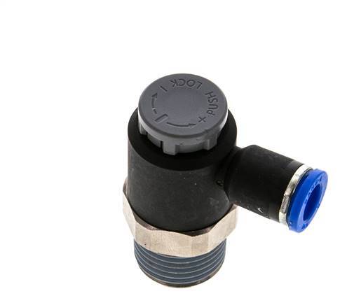 L-stuk Regelventiel 8 mm - R1/2'' Regeling-Uit Messing/Nylon Borgmoer