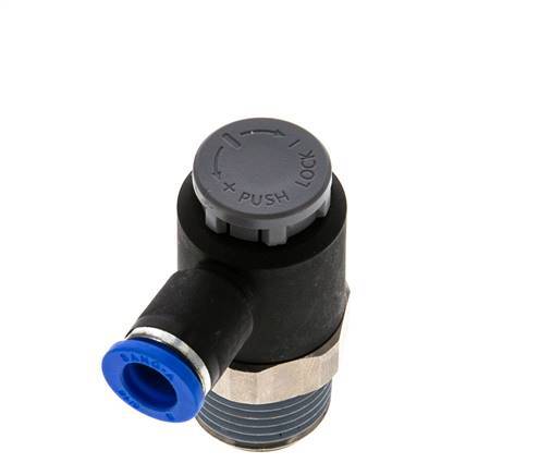 L-stuk Regelventiel 8 mm - R1/2'' Regeling-Uit Messing/Nylon Borgmoer