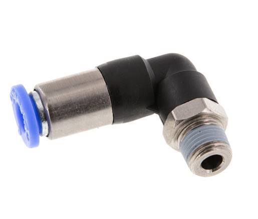 6mm & R1/8'' Zelfsluitende L-insteekkoppeling Vernikkeld messing/PBT buitendraad 0-10 bar [2 Stuks]
