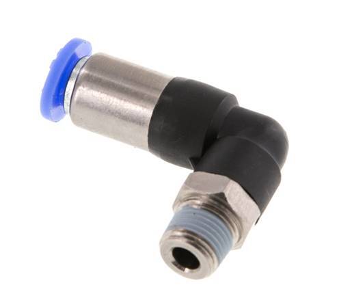 6mm & R1/8'' Zelfsluitende L-insteekkoppeling Vernikkeld messing/PBT buitendraad 0-10 bar [2 Stuks]