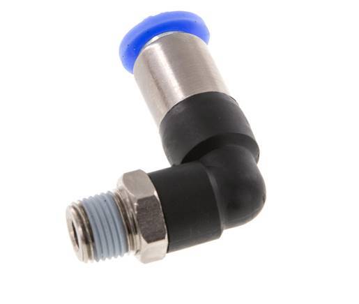 6mm & R1/8'' Zelfsluitende L-insteekkoppeling Vernikkeld messing/PBT buitendraad 0-10 bar [2 Stuks]