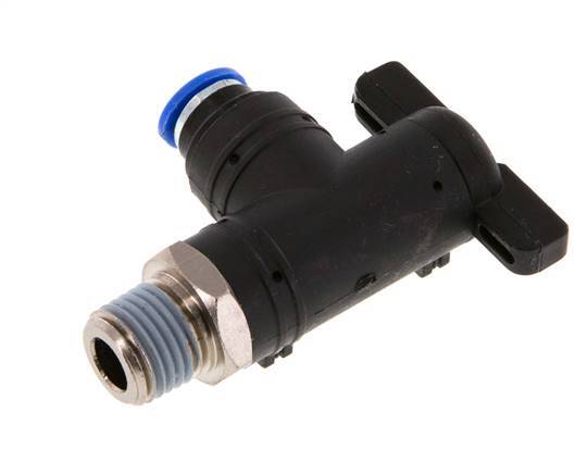6 mm - R1/4'' Kunststof/Messing L-stuk 2-Weg Kogelkraan