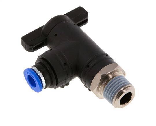 6 mm - R1/4'' Kunststof/Messing L-stuk 2-Weg Kogelkraan