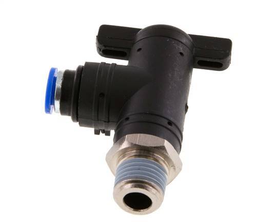 6 mm - R1/4'' Kunststof/Messing L-stuk 2-Weg Kogelkraan
