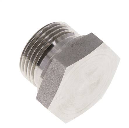 Plug G1'' RVS met buitenzeskant 60° conus 150 bar (2107.5psi) Hydrauliek