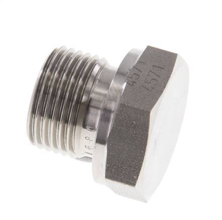 Plug G3/8'' RVS met buitenzeskant 60° conus 425 bar (5971.25psi) Hydrauliek