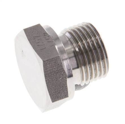 Plug G3/8'' RVS met buitenzeskant 60° conus 425 bar (5971.25psi) Hydrauliek