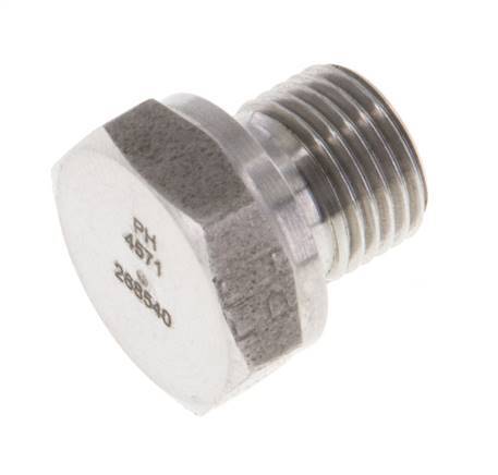 Plug G1/8'' RVS met buitenzeskant 60° conus 575 bar (8078.75psi) Hydrauliek