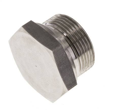 Plug G1 1/4" RVS met buitenzeskant 60° conus 150 bar (2107.5psi) Hydrauliek