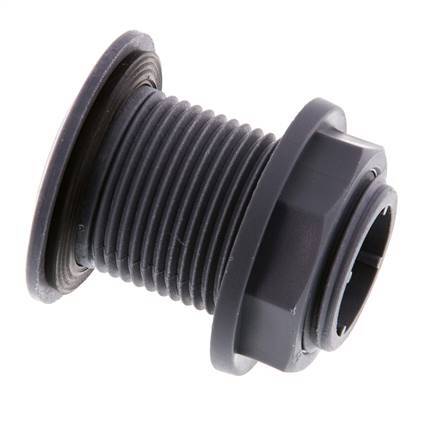Schroefaansluiting Voor Aftapkranen G1'' DN24 Schotdoorvoer Polypropyleen (PP) EPDM 10bar FDA