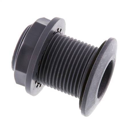 Schroefaansluiting Voor Aftapkranen G1'' DN24 Schotdoorvoer Polypropyleen (PP) EPDM 10bar FDA