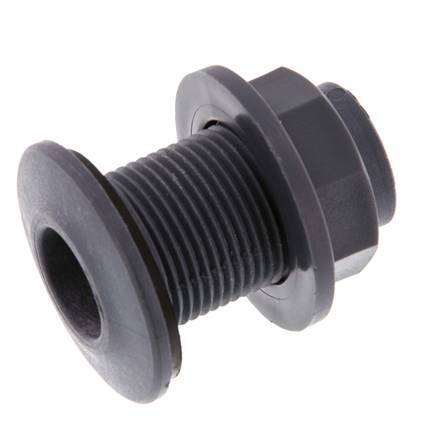 Screw Connection for Drain Cocks G3/4'' DN29.5 Bulkhead Polypropylene (pp) EPDM 10bar (140.5psi) FDA