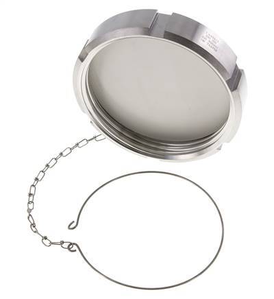 Blindwartel Rd130 X 1/4'' DN 100 RVS 1.4404 NBR DIN 11851 FDA 21 met Ketting